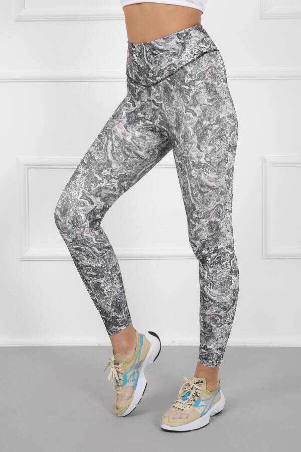 AuraFit 4023-96 Dijital Baskılı Toparlayıcı Yüksek Bel Uzun Tayt - 1