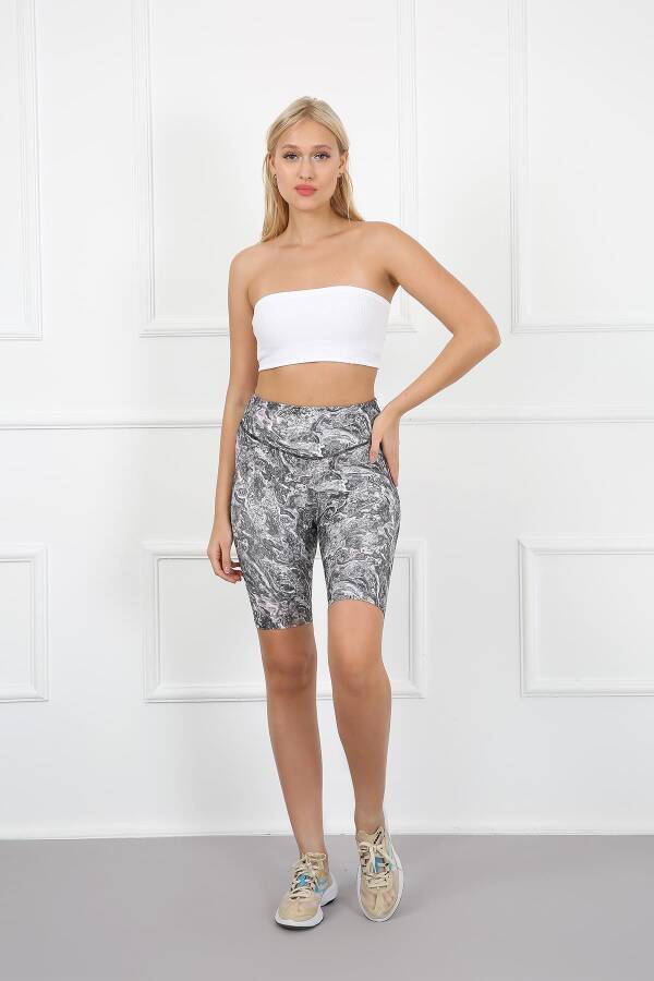 AuraFit 4025-96 Dijital Baskılı Toparlayıcı Yüksek Bel Şort Tayt - 5