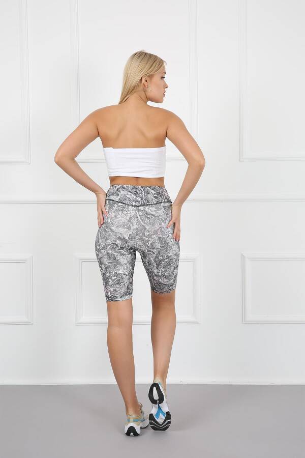 AuraFit 4025-96 Dijital Baskılı Toparlayıcı Yüksek Bel Şort Tayt - 6