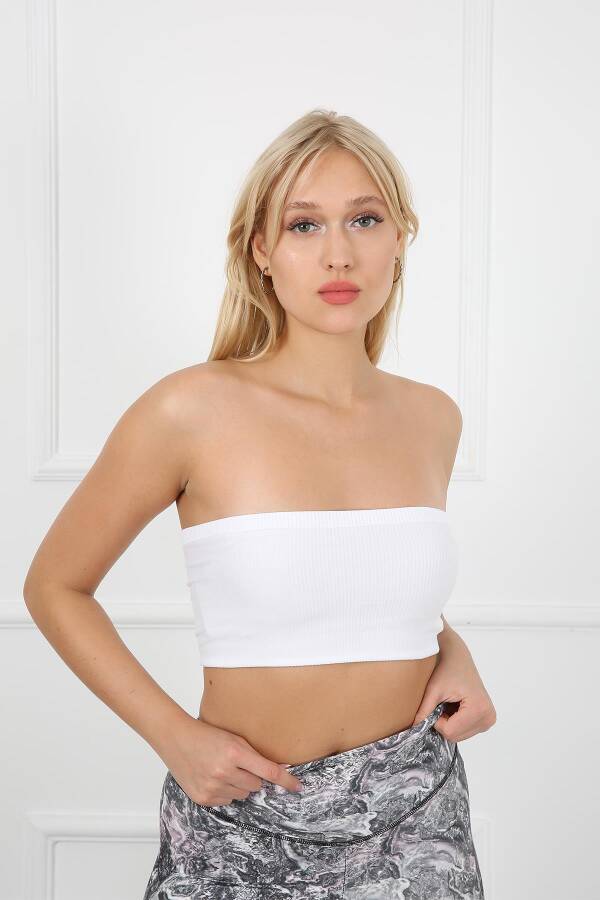 AuraFit 9009-01 Seamless Dikişsiz Beyaz Straplez Bandeo - 1