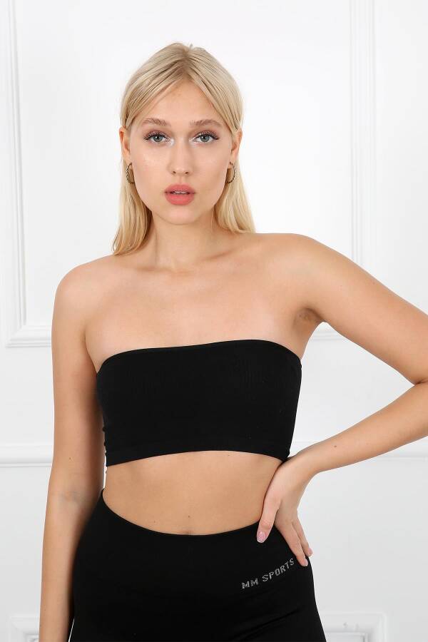 AuraFit 9009-02 Seamless Dikişsiz Siyah Straplez Bandeo - 2