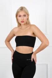 AuraFit 9009-02 Seamless Dikişsiz Siyah Straplez Bandeo - 5