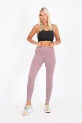 AuraFit ART-4102 Yüksek Bel Fitilli Toparlayıcı İnterlok Beli Kalın Lastikli Kadın Örme Tayt - AURAFIT