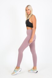 AuraFit ART-4102 Yüksek Bel Fitilli Toparlayıcı İnterlok Beli Kalın Lastikli Kadın Örme Tayt - 2