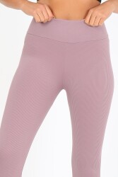 AuraFit ART-4102 Yüksek Bel Fitilli Toparlayıcı İnterlok Beli Kalın Lastikli Kadın Örme Tayt - 6