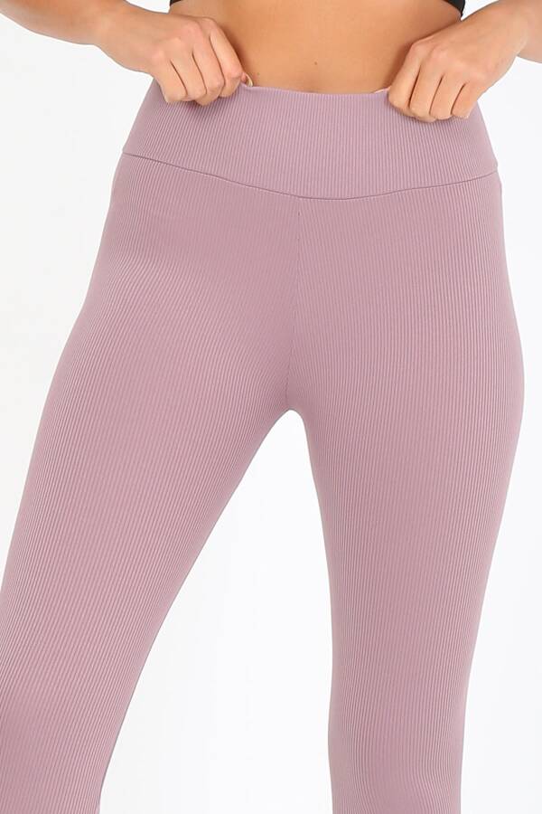 AuraFit ART-4102 Yüksek Bel Fitilli Toparlayıcı İnterlok Beli Kalın Lastikli Kadın Örme Tayt - 6