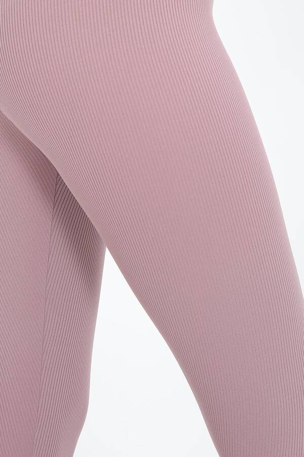 AuraFit ART-4102 Yüksek Bel Fitilli Toparlayıcı İnterlok Beli Kalın Lastikli Kadın Örme Tayt - 7