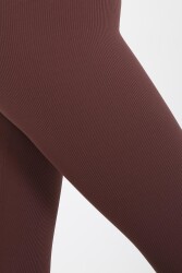 AuraFit ART-4102 Yüksek Bel Fitilli Toparlayıcı İnterlok Beli Kalın Lastikli Kadın Örme Tayt - 5