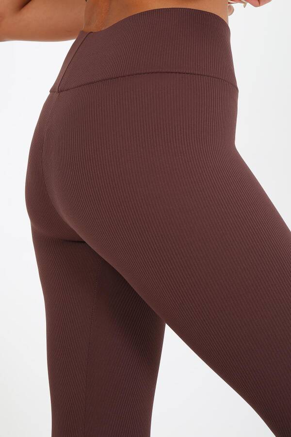 AuraFit ART-4102 Yüksek Bel Fitilli Toparlayıcı İnterlok Beli Kalın Lastikli Kadın Örme Tayt - 6