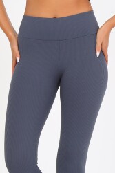 AuraFit ART-4102 Yüksek Bel Fitilli Toparlayıcı İnterlok Beli Kalın Lastikli Kadın Örme Tayt - 6