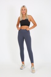 AuraFit ART-4102 Yüksek Bel Fitilli Toparlayıcı İnterlok Beli Kalın Lastikli Kadın Örme Tayt - AURAFIT