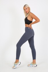 AuraFit ART-4102 Yüksek Bel Fitilli Toparlayıcı İnterlok Beli Kalın Lastikli Kadın Örme Tayt - 4