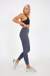 AuraFit ART-4102 Yüksek Bel Fitilli Toparlayıcı İnterlok Beli Kalın Lastikli Kadın Örme Tayt - 5