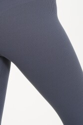 AuraFit ART-4102 Yüksek Bel Fitilli Toparlayıcı İnterlok Beli Kalın Lastikli Kadın Örme Tayt - 7