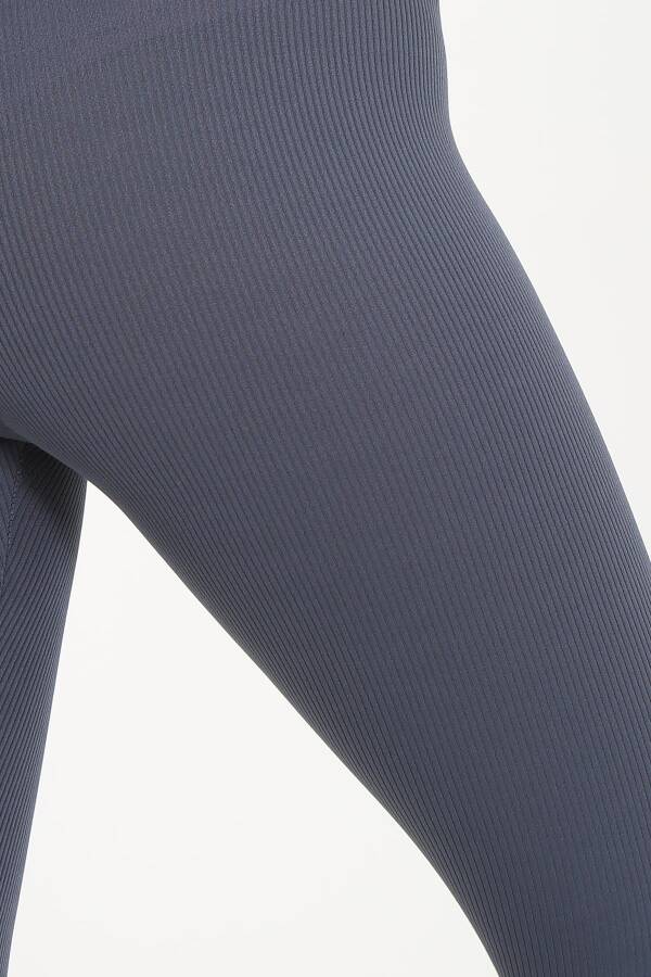 AuraFit ART-4102 Yüksek Bel Fitilli Toparlayıcı İnterlok Beli Kalın Lastikli Kadın Örme Tayt - 7